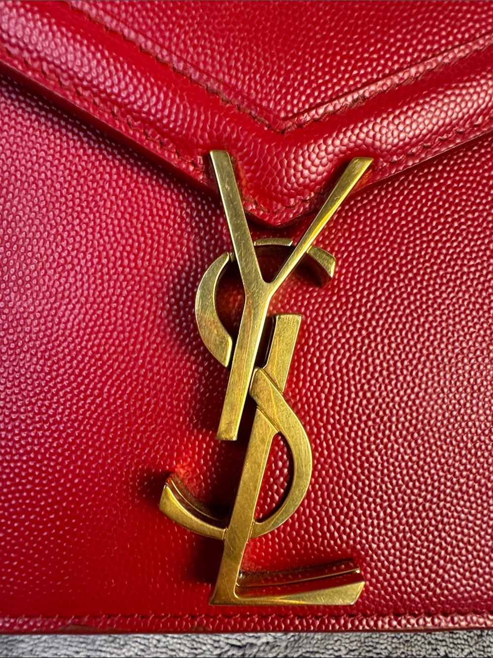 YSL Saint Laurent Cassandre Red Leather Chain Shoulder Bag - Picture 15 of 16